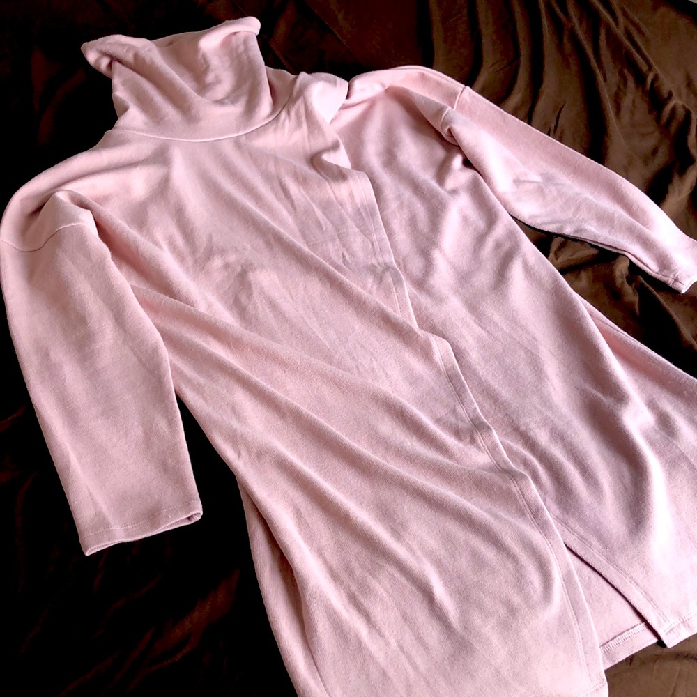 Powder Pink Turtleneck Cross Front Tunic